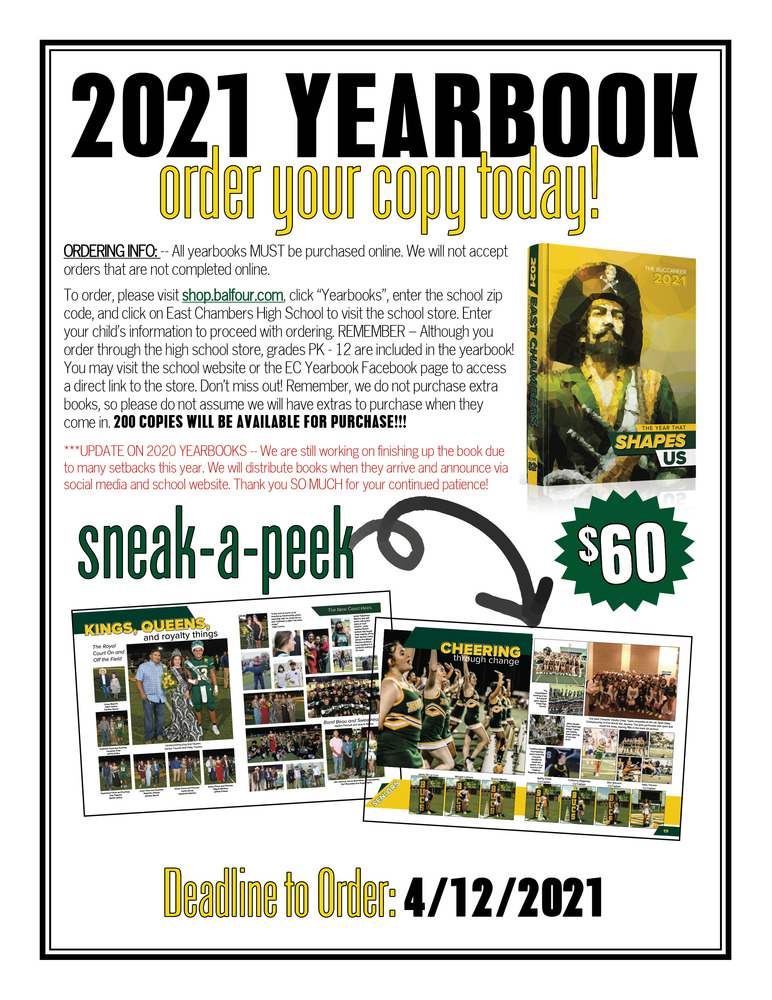 Order a 2021 Yearbook! East Chambers Independent School District